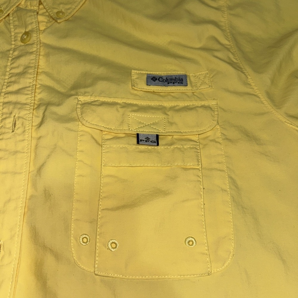 Columbia Shirt Mens XL PFG Vented Fishing UPF 30 Button Up Yellow - Picture 5 of 14